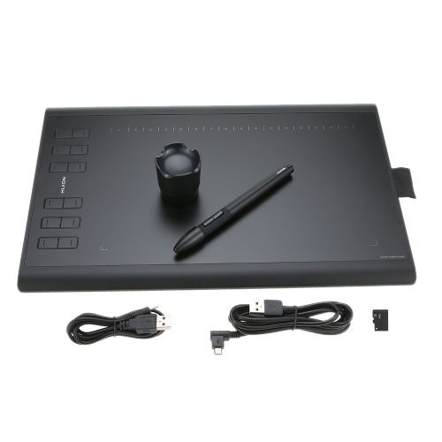 Huion Graphic Drawing Tablet Micro USB New 1060PLUS with Built-in 8G Memory Card 12 Express Keys Digital Painting Rechargeable Pen