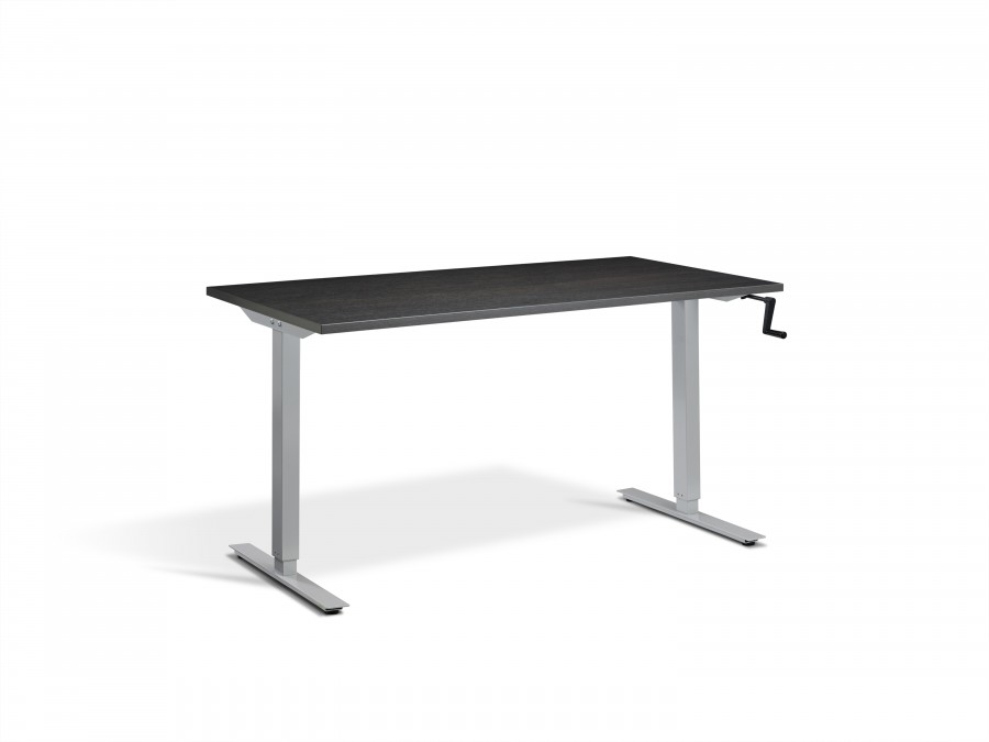 Lavoro Solo Carbon Marine Wood Hand Crank Height Adjustable Desk - Silver Frame - 1200x700mm