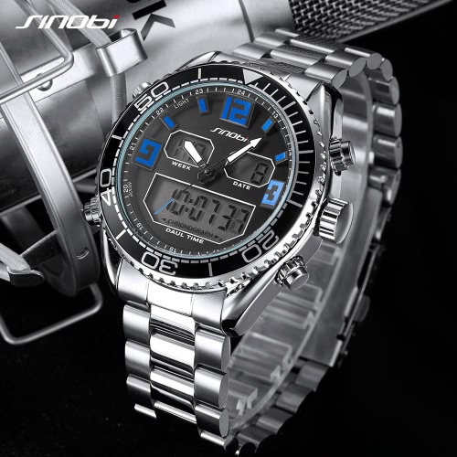 SINOBI Sport Quartz Watch 3ATM Water-resistant Men Watches Luminous Wristwatch Male Chronograph