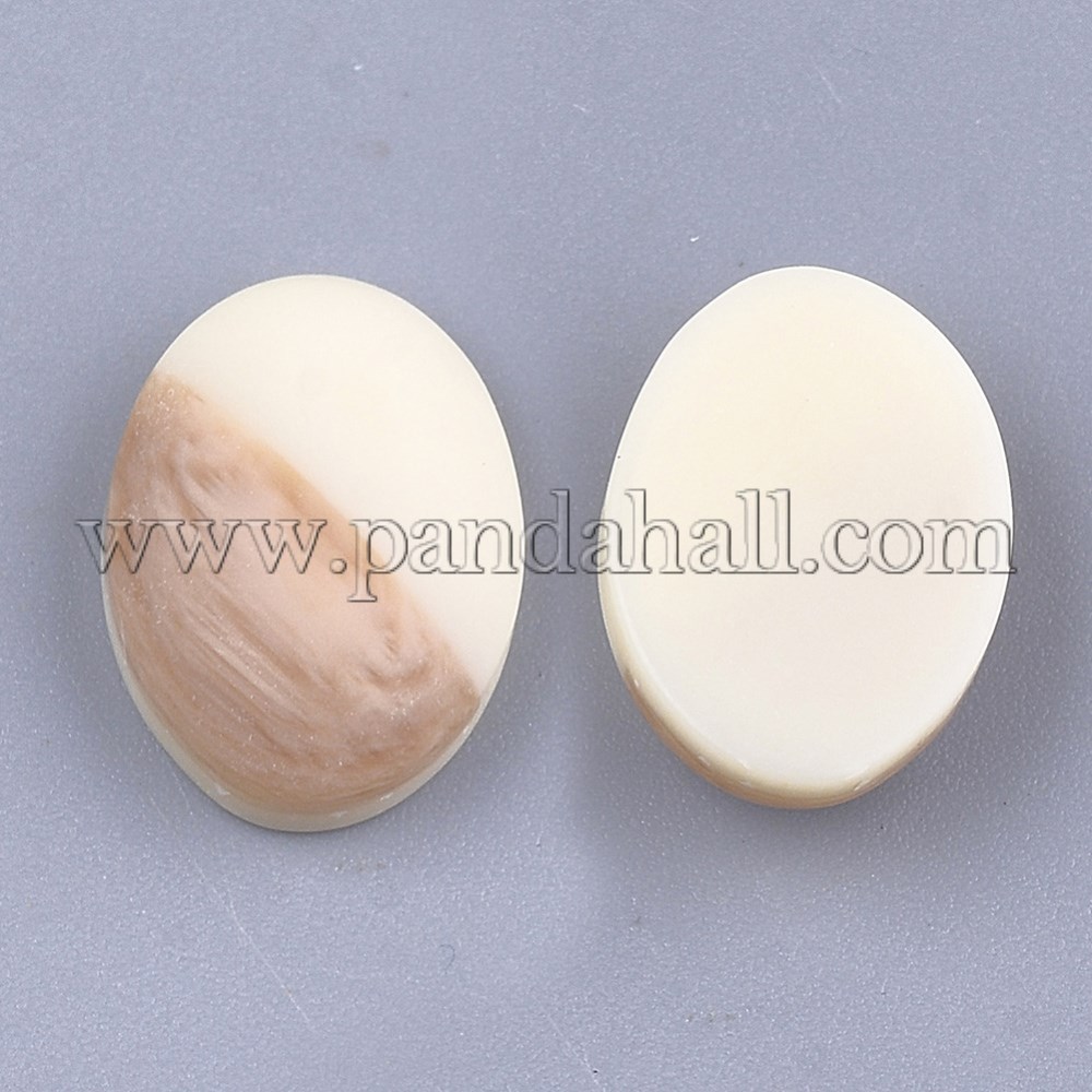 Resin Cabochons, Imitation Wood Grain, Oval, Cornsilk, 14x10x4.5mm