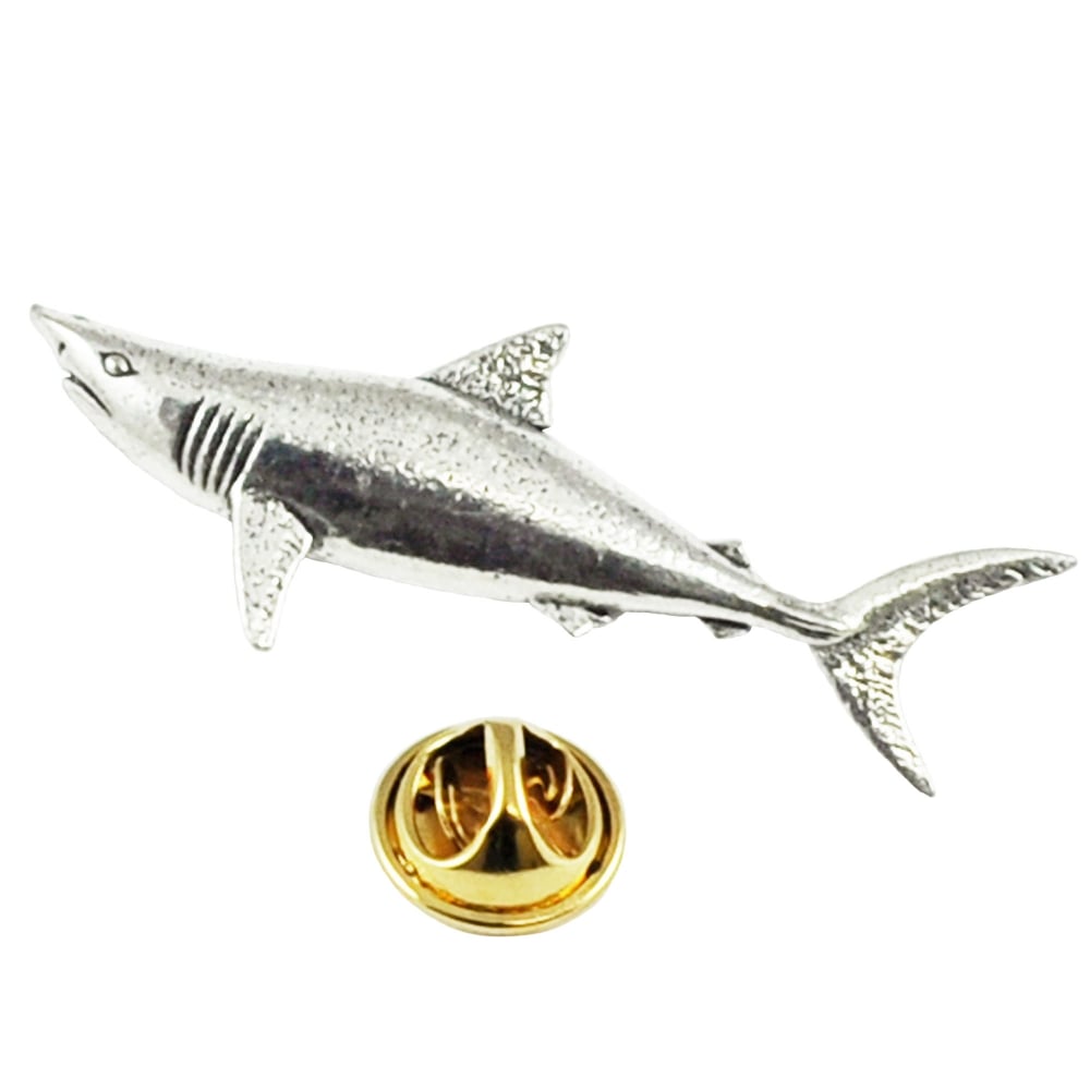 Mako Shark Pewter Lapel Pin Badge