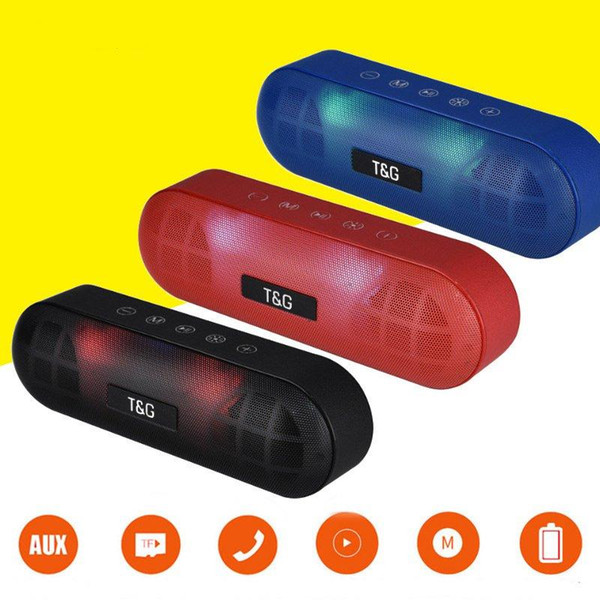 high tg148 led bluetooth outdoor speaker metal portable super bass wireless loudspeaker 3d stereo music surround with mic fm tfcard aux