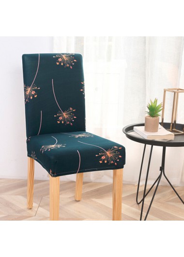 ROTITA Dark Green Flower Print Stretchy Chair Cover