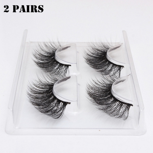 2 pairs thick false eyelashes set natural long lashes makeup fake eyelashes reusable 3d mink lashes eyelash extension makeup