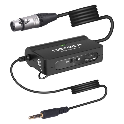 Adaptateur de préampli microphone COMICA LINKFLEX AD1 XLR à 3,5 mm Convertisseur audio pour appareil photo reflex numérique Smartphone