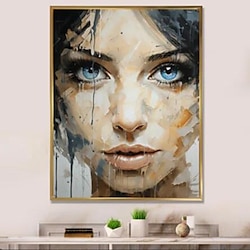 Hand Painted Face abstract art Female oil Painting Woman Wall Art Large Pastel colors painting Artwork Blue Painting Wall Art Home Decoration ready to hang or canvas Lightinthebox