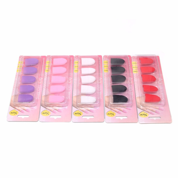 5pcs/set new uv gel polish remover wraps soak off cap clip nail art manicure tools silicone 5 color