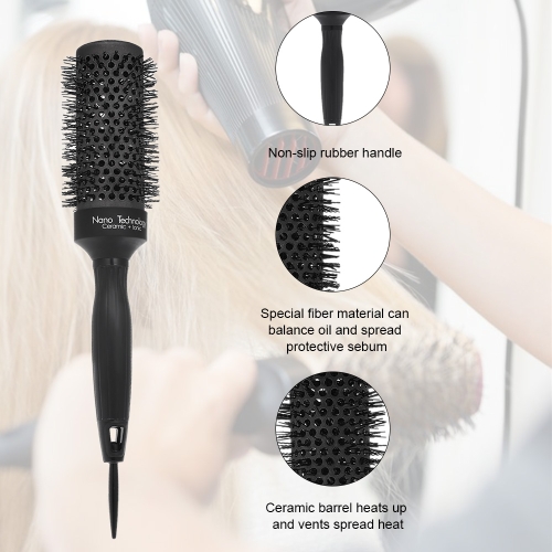 Nano Ceramic Ionic Round Hair Brush Salon Curling Combs Hair Roller Styling Round Combs High Temperature Resistant Massage Brush