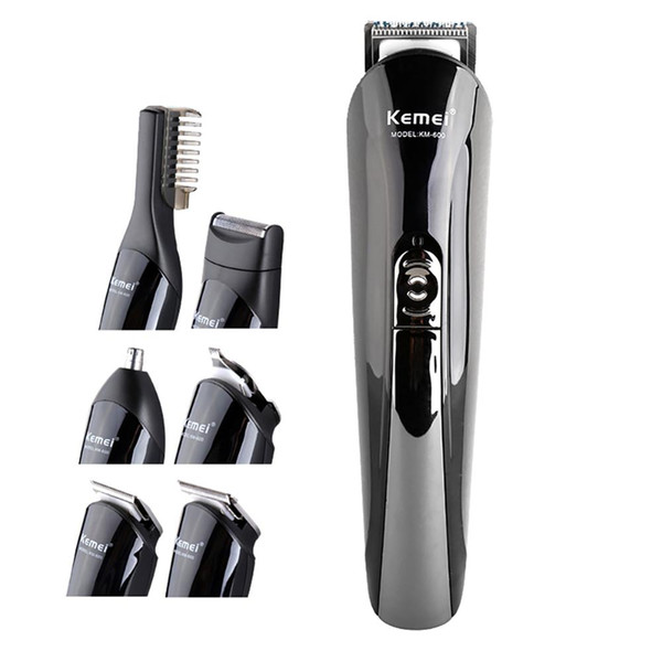 kemei km-600 6 in 1 waterproof electric hair clipper nose beard trimmer shaver