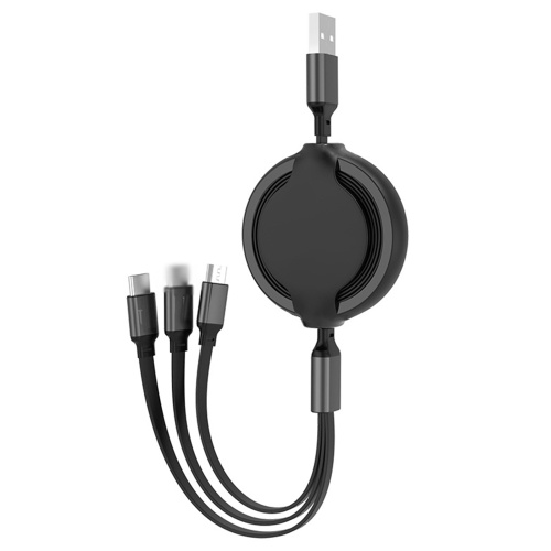 Ligne de données d'extension multifonctionnelle portable Ligne de charge rapide pour téléphone trois-en-un en silicone liquide