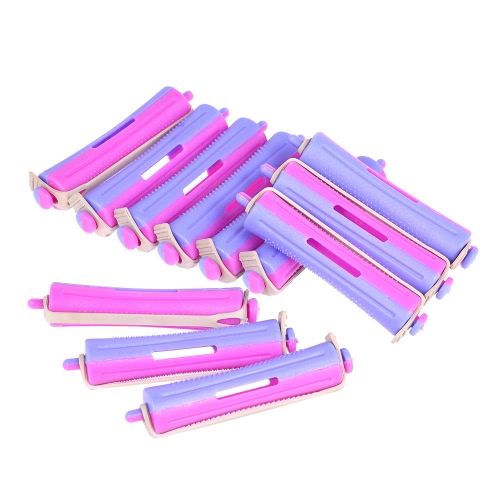 12 Pieces Salon Cold Wave Rods Hair Roller With Rubber Band Curling Curler Perms Hairdressing Styling Tool for Girls Women Hair DIY