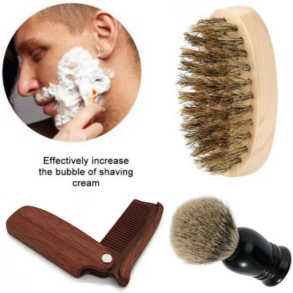 1PC Beard Brush Comb Bristle Boar Wooden Hard Hair Mustache Club Soft Men Groom