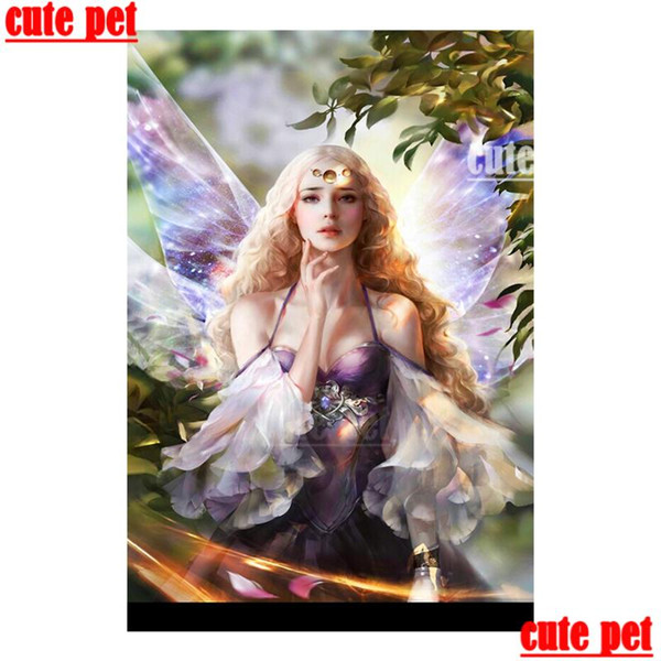 cute pet diamond painting fantasy butterfly woman cross stitch full square round diamant 5d embroidery mosaic diamond home decor