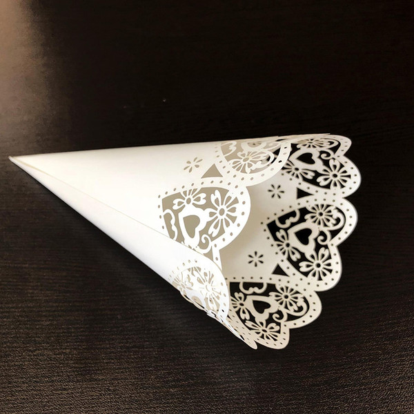 50pcs/set romantic wedding valentine's day paper flower tube hollow love lace confetti cone paper cup gift packing