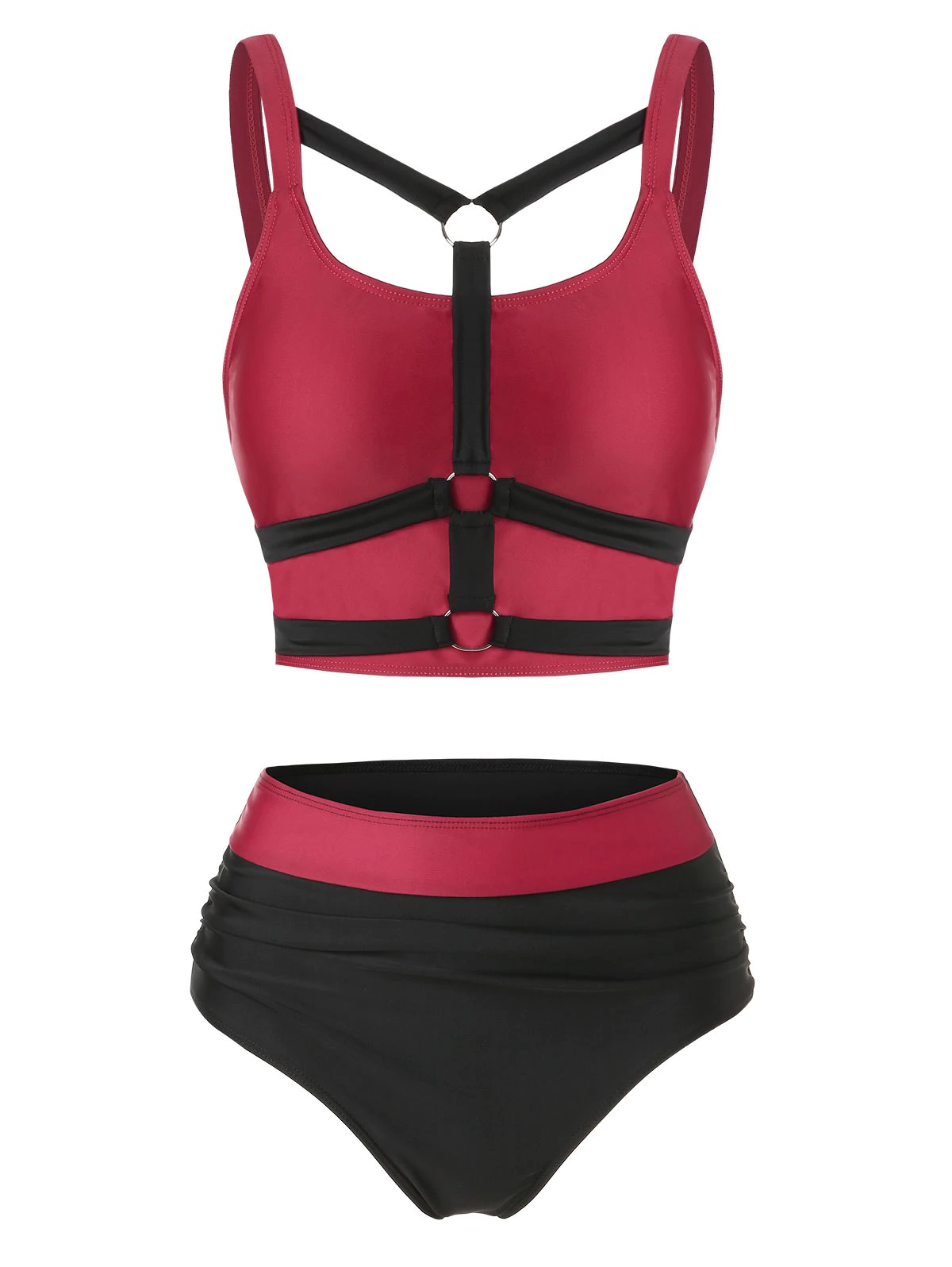 Harness Insert Contrast Padded Tankini Set