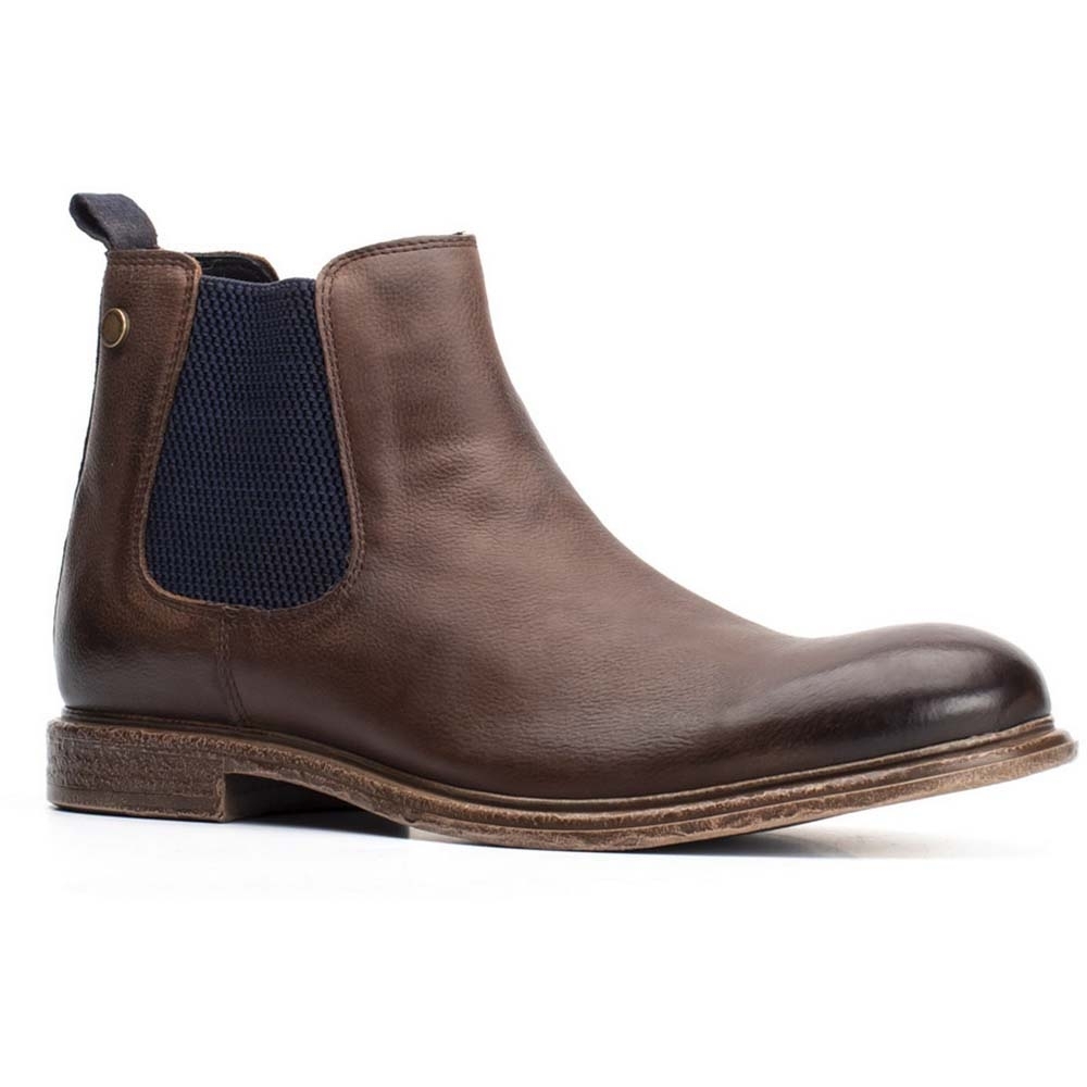 Base London Mens Flint Softy Leather Pull On Chelsea Boots UK Size 6 (EU 40)