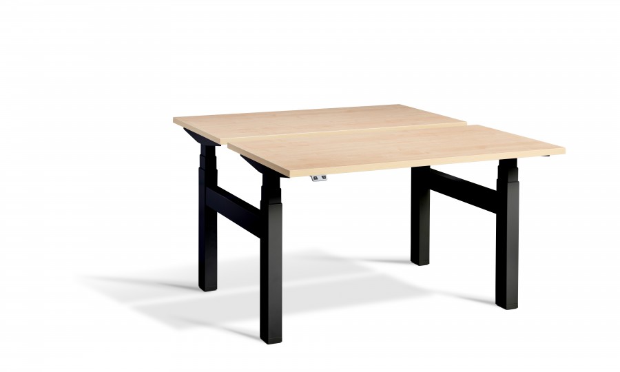 Lavoro Duo Height Adjustable Desk in Maple - Black Frame - 1400 x 700mm