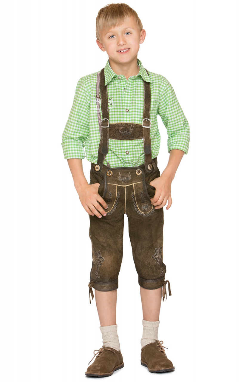 Chlidren leather trousers Knee-Length Fritz gray