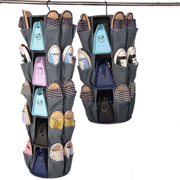 large capacity shoes storage organizer hanging bag multifunctional rotatable collapsible clothing underwear sorting storage bags