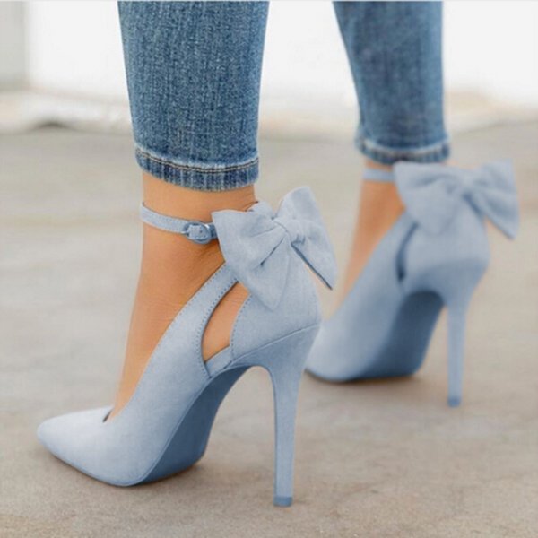 Women Pumps High Heels Women Bow New Sexy Plus Size Party Woman Pointed Toe Black Stiletto Pumps Wedding Casual Women Shoes 2021