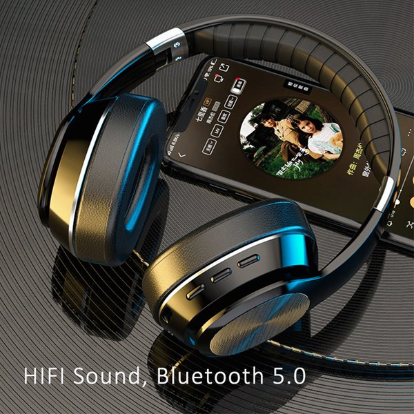 HiFi Wireless Headphones Bluetooth-compatible Foldable Headset port TF Card/FM Radio Stereo Headset With Mic Deep Bass