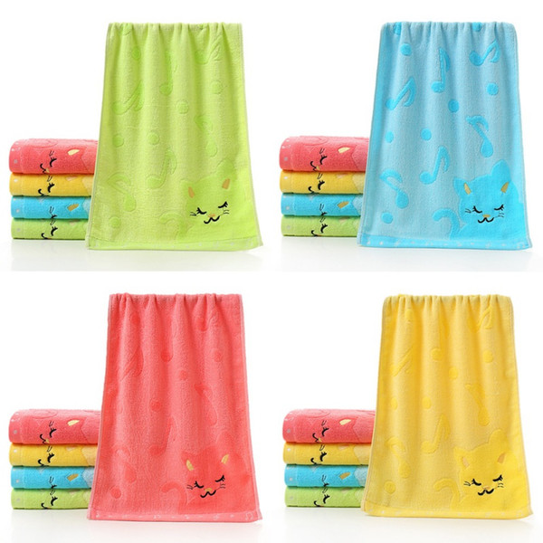 musical notes small bamboo fiber towel music cat soft towel children's jacquard / embroidered wool