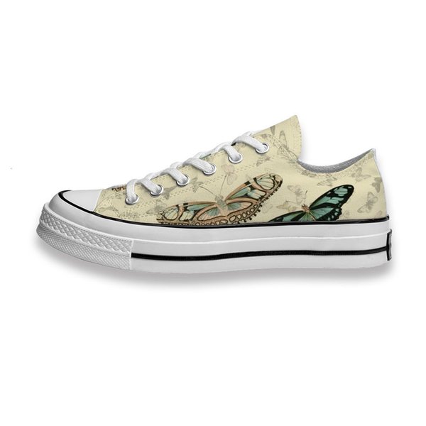 Custom Printed Sho Green Butterfly Sneakers Low Unisex Mens Womens Skateboard Sport Footwear Diy Trainers Canvas Casual Shoe