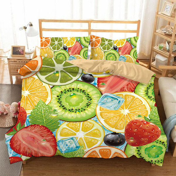 custom size fruit p 3d bedding set queen twin full king size 3 piece printed duvet cover pillowcase bed