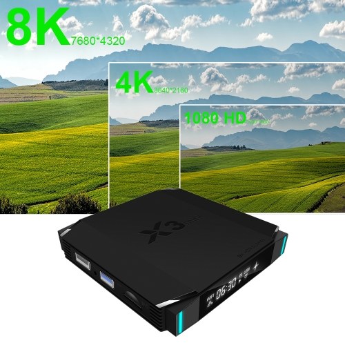 X3mini Android 9.0 Smart TV Box 8K Décodage UHD 4K 60fps Lecteur multimédia Amlogic S905X3 4 Go / 32 Go