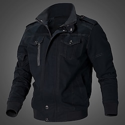 Men's Lightweight Jacket Summer Jacket Casual Jacket Work Jacket Windproof Warm Street Holiday Daily Wear Zipper Turndown Streetwear Chic Modern Casual Jacket Outerwear Pure Color Pocket Black Army Lightinthebox
