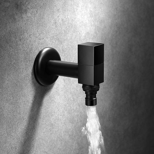 black washing machine faucet wall mounted bibcock,304 stainless steel outdoor garden faucet washing machine tap small tap