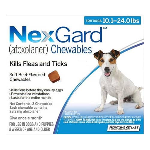 Nexgard Chewables For Medium Dogs 10.1-24 Lbs (Blue) 28mg 3 Chews