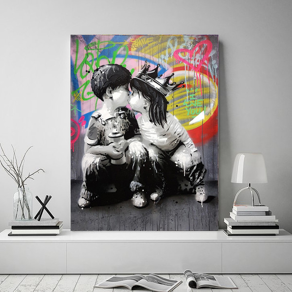 graffiti wall art abstract figure painting pop posters and prints wall art picture for living room home decor (no frame)