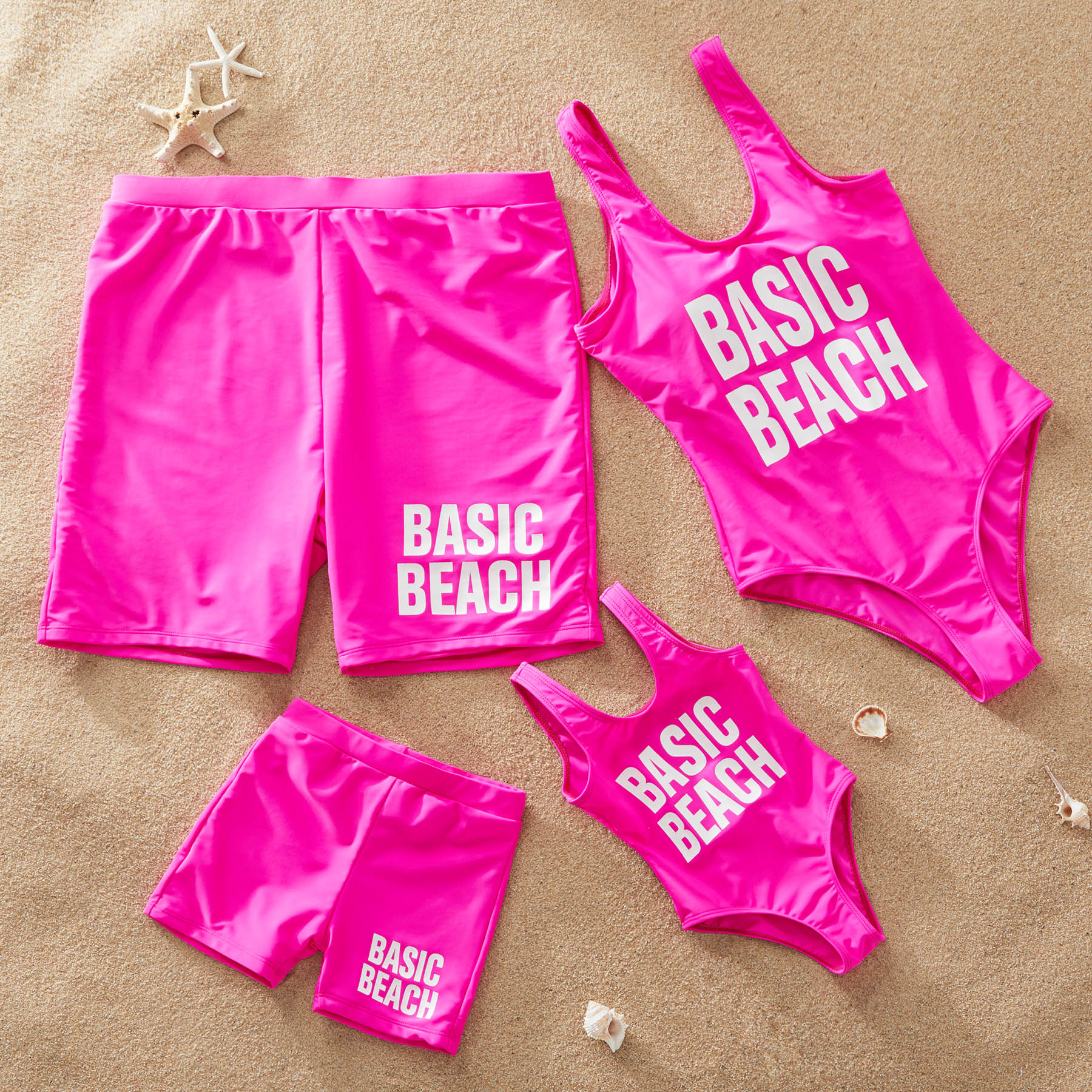 Basic Family Matching One-Piece Swimsuit for Summer