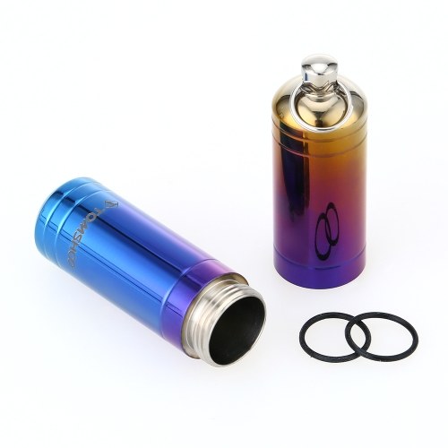 TOMSHOO Titanium EDC Container Waterproof Capsule Seal Bottle Pills Box  Case Keychain Camping Outdoor Survival Emergency Travel Kit Tool