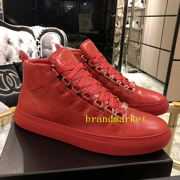 fashion high wrinkled leather mixed colors red black blue shoes wholesale arena shoes man casual sneaker