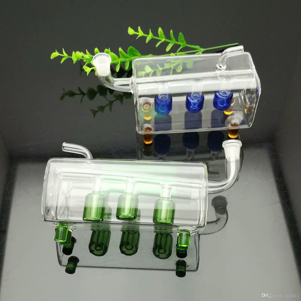 Classical three-column filter glass water-curtain with square tube Wholesale Glass Water Pipes Tobacco Accessories Glass Ash Catcher