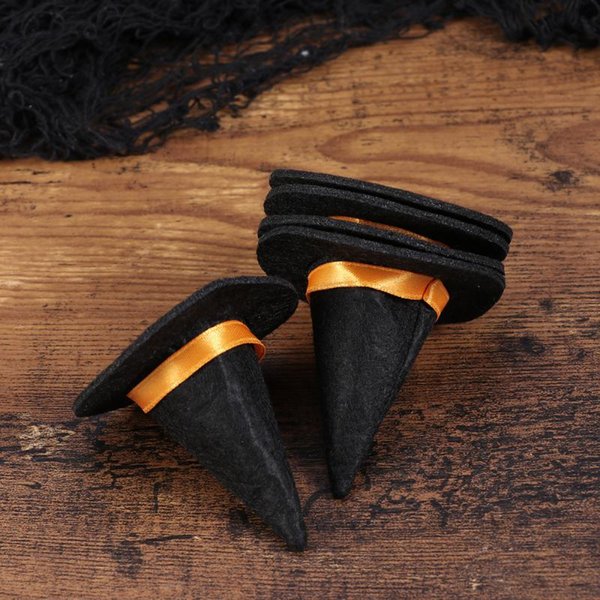Party Hats 6pcs Mini Felt Witch Bottle Decor For DIY Hair Accessories Crafts (Black)