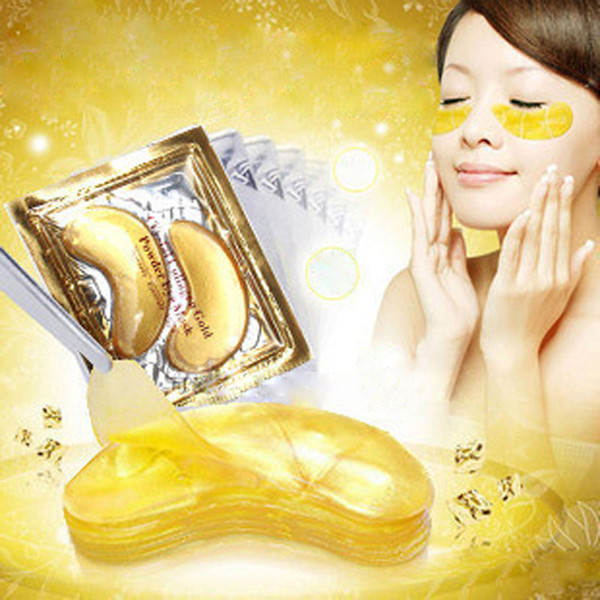 wholesale-35pairs new gold crystal collagen beauty eye mask ale eye patches colageno ship
