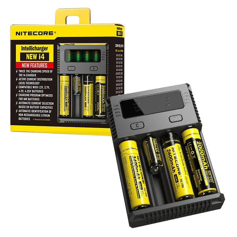Nitecore i4 Intelligent Multi Battery Charger for Rechargeable AA, AAA and Li-ion / IMR / Ni-MH and Vape Batteries