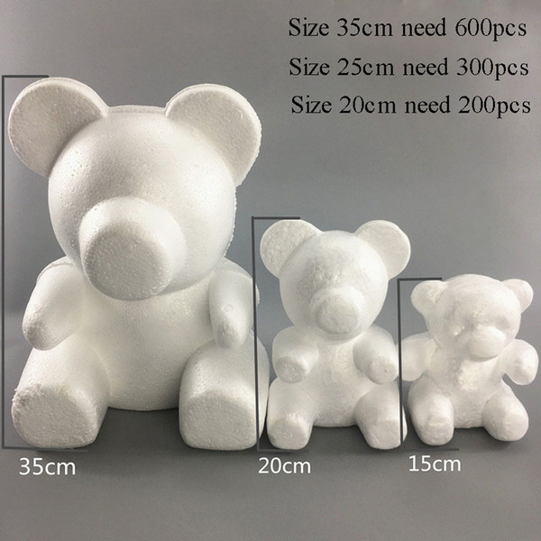 15/20/35cm modeling polystyrene styrofoam white bear foam balls crafts for diy christmas gifts party supplies decoration