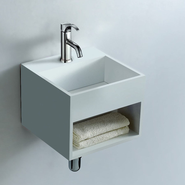 rectangular bathroom solid surface stone wall hung sink and fashionable cloakroom stone wall mounted wash basin rs3835