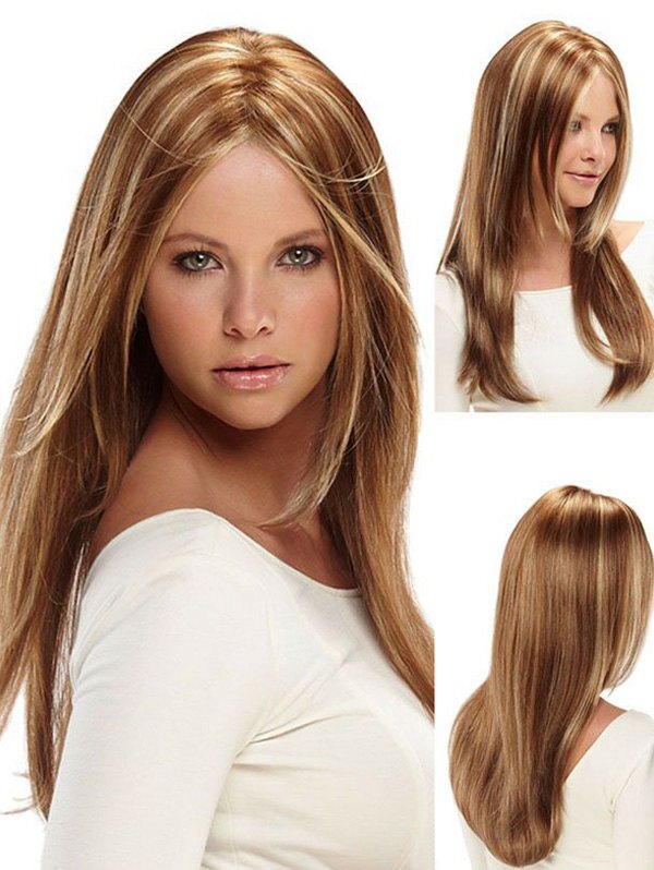 Long Mixing Color Straight Middle Part Synthetic Wig