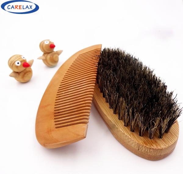 wholesale-comb & brush set beard brush for men bamboo with 100%boar bristles face massage that works wonders to comb beards and mustache