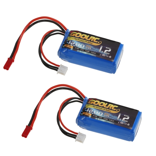 2pcs GoolRC 7.4V 1200mAh 25C JST Plug LiPo Battery for WLtoys A949 A959 A969 A979 K929 RC Car V353 Quadcopter