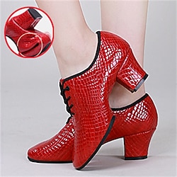 Women's Latin Shoes Modern Shoes Line Dance Performance Training Party Fashion Party / Evening Professional Low Heel Black Red Lightinthebox