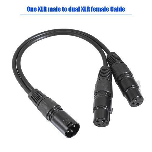 0.3m/ 1ft XLR Y Cable Cord 3-Pin Male to Dual Female Plug for Microphone Mixer Mixing Console