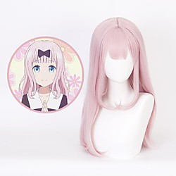 Cosplay Costume Wig Cosplay Wig Chikage Kazama Kaguya-samaLove is War Curly Middle Part With Bangs Wig Pink Long Pink Synthetic Hair 26 inch Women's Anime Cosplay Exquisite Pink Lightinthebox