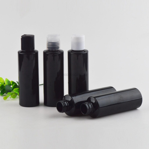 50pcs 120ml black Empty Small Shampoo Plastic Containers With Disc Cap ,Liquid Soap Pet Bottle Press Lid,Cosmetic Packaging 4 OZ