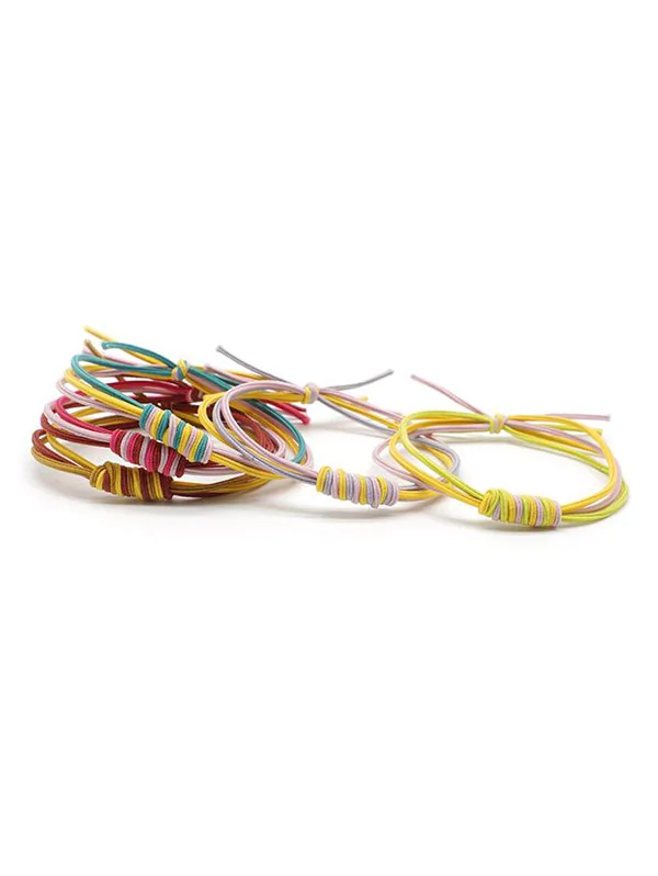 5Pcs Colorblock Layered Elastic Hair Tie Set
